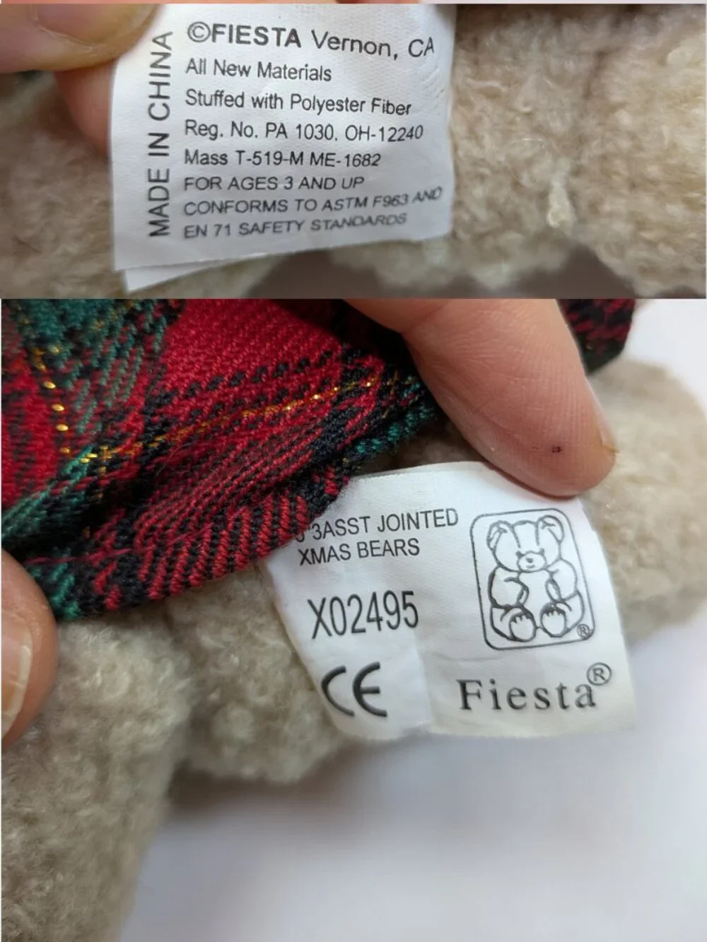 Vintage Teddy Bear Plush Lot of 3 Hallmark Tyler Teddy Geppeddo Fiesta Christmas